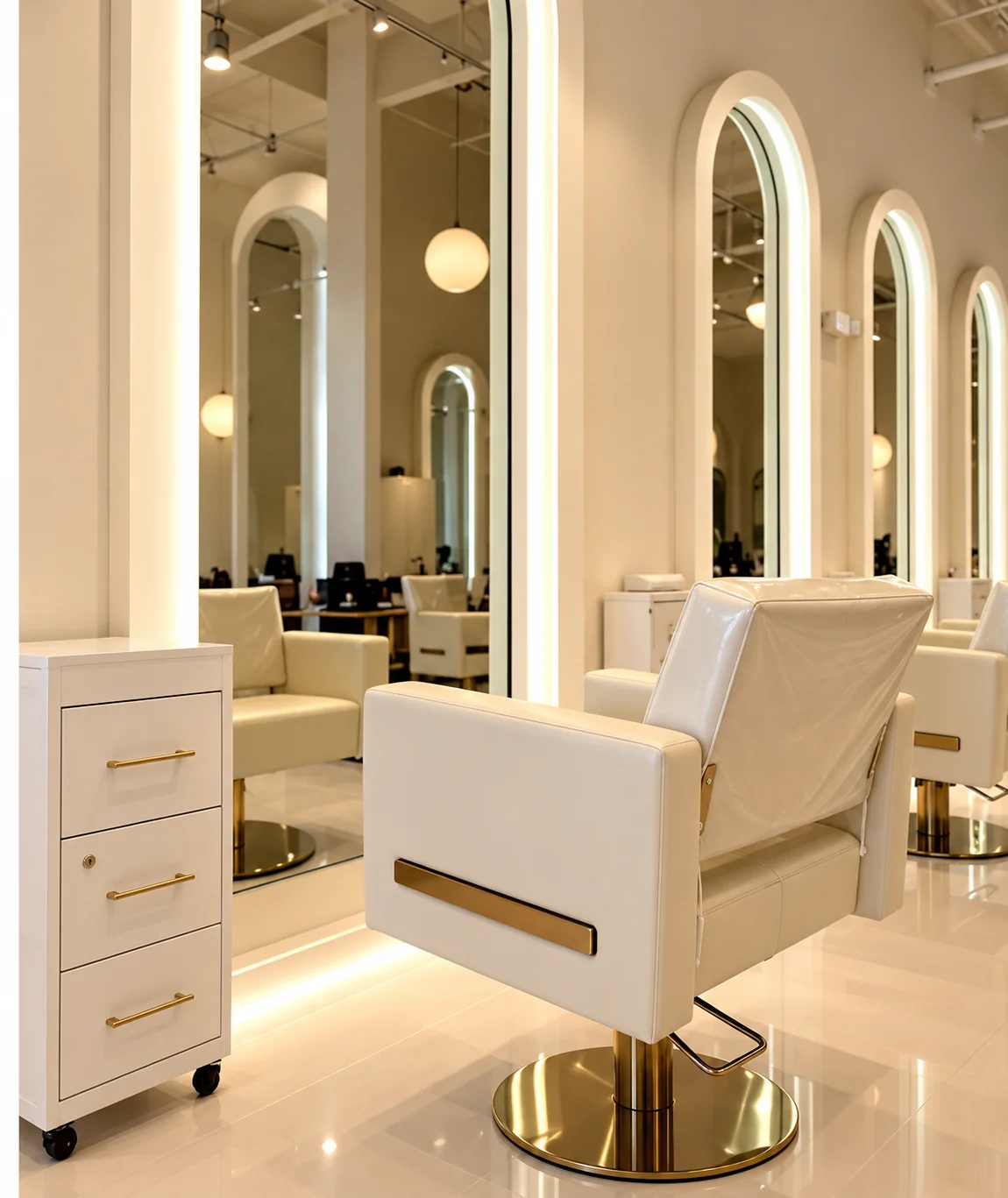 A salon styling station