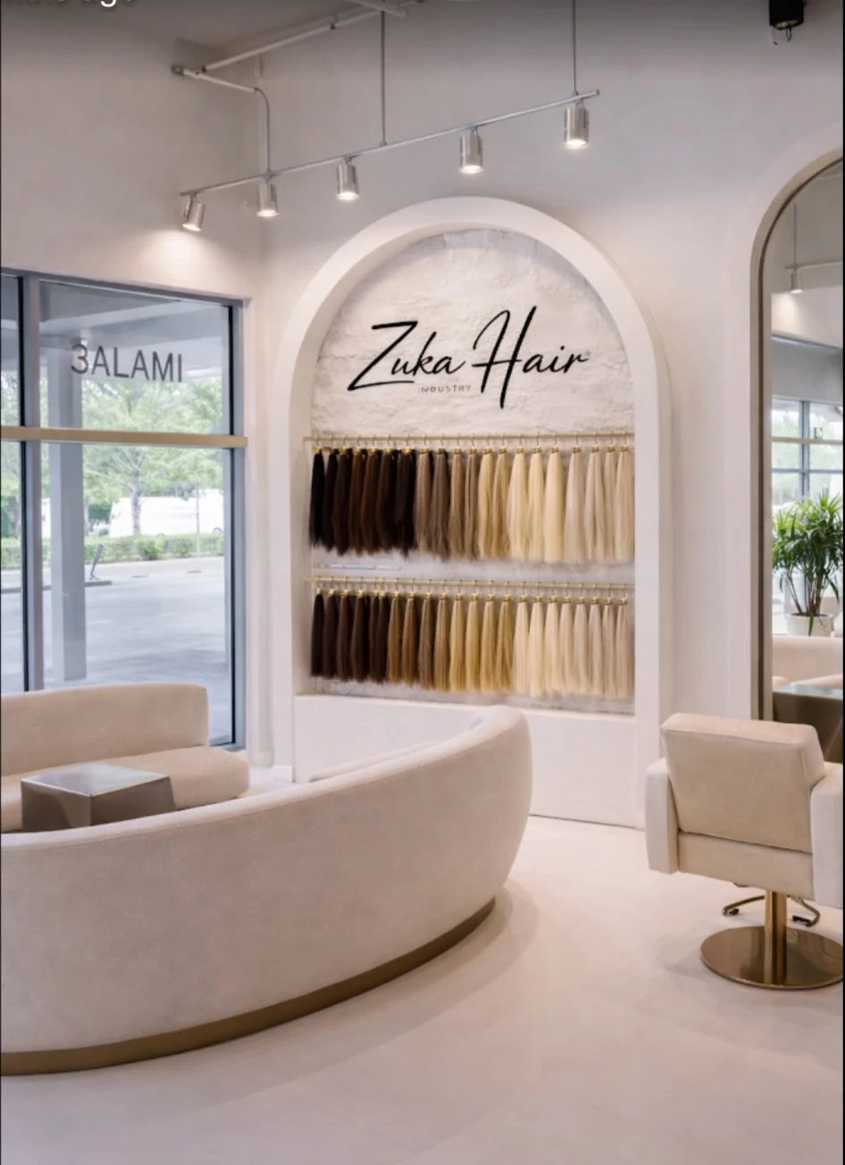 Zuka Hair lounge and extension display